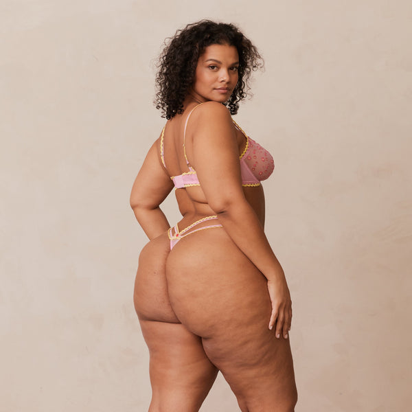 lounge underwear Daisy Embroidered Balcony Bra - Pink