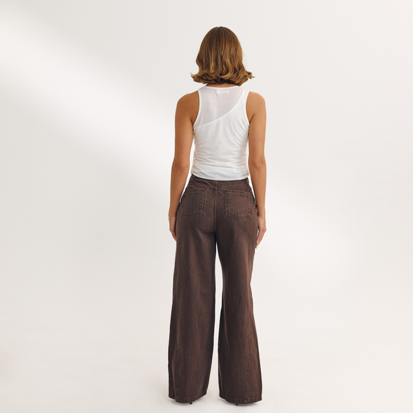 Lounge Underwear Dipped-Waist Wide-Leg Jeans - Espresso