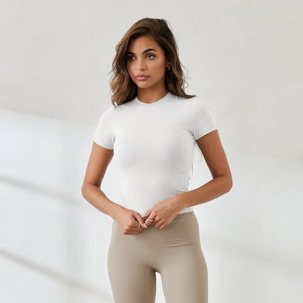 lounge underwear Essential Short Sleeve Fitted T-Shirt - White