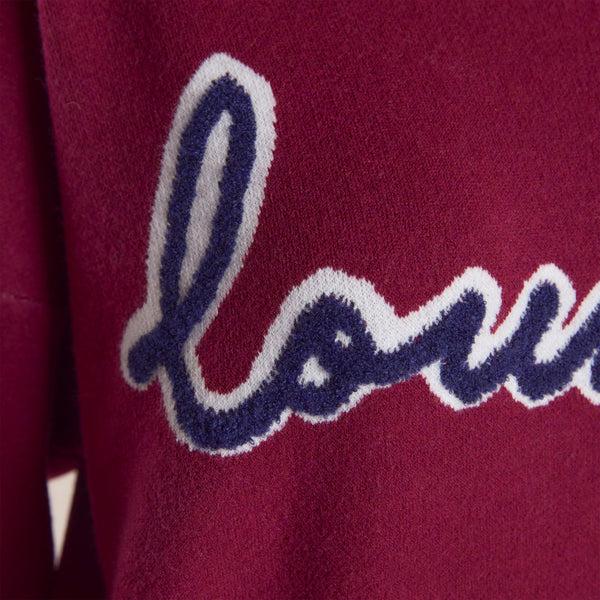 Lounge Underwear Logo Knitted Crew Neck Jumper - Burgundy