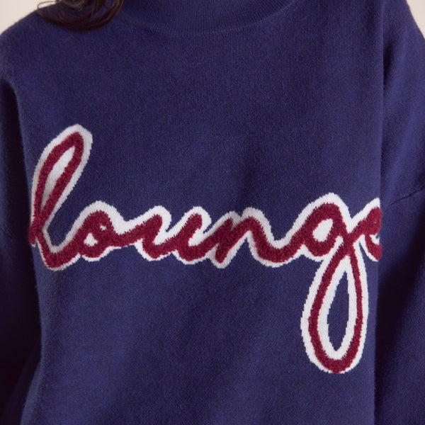 Lounge Underwear Logo Knitted Crew Neck Jumper - Navy