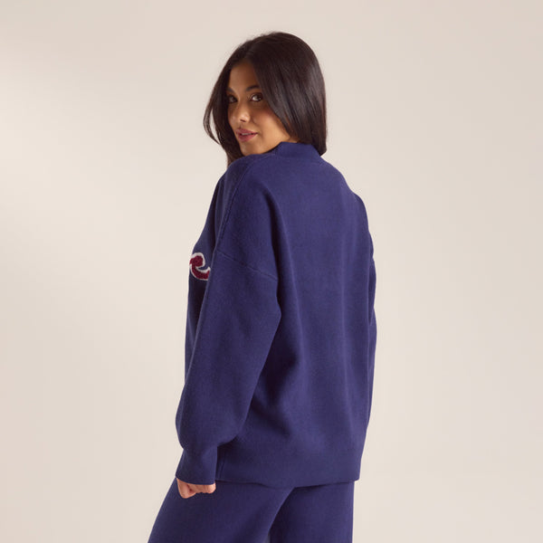 lounge underwear Logo Knitted Crew Neck Jumper - Navy