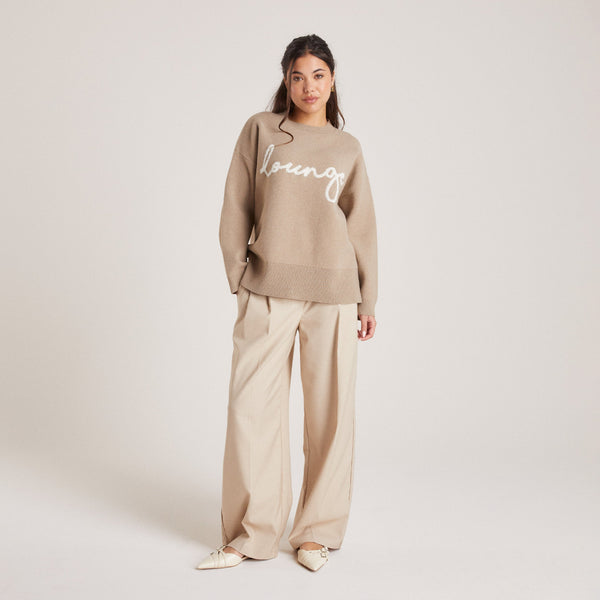lounge underwear Lounge Knitted Crew Neck Jumper - Bread