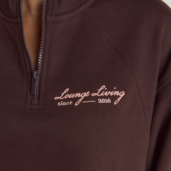 Lounge Underwear Lounge Living Quarter-Zip Jumper - Chocolate