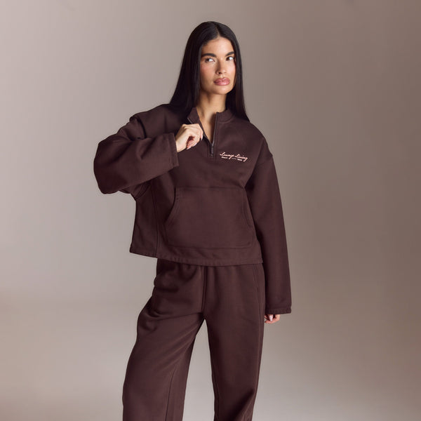 Lounge Underwear Lounge Living Quarter-Zip Jumper - Chocolate