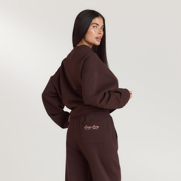 lounge underwear Lounge Living Quarter-Zip Jumper - Chocolate