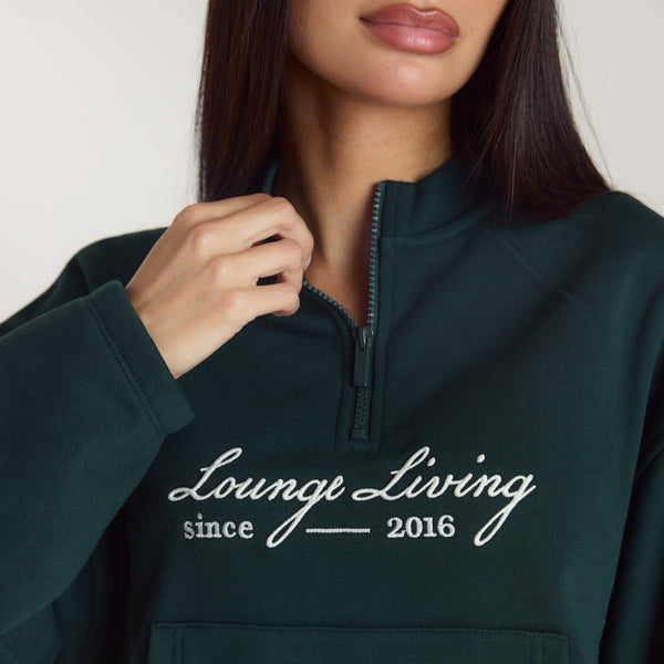 Lounge Underwear Lounge Living Quarter-Zip Jumper - Forest Green