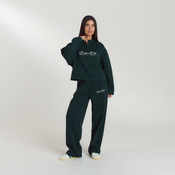 Lounge Underwear Lounge Living Quarter-Zip Jumper - Forest Green