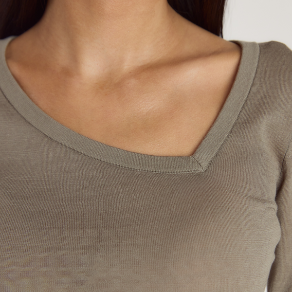 Lounge Underwear Asymmetric Fine Knit Top - Thyme