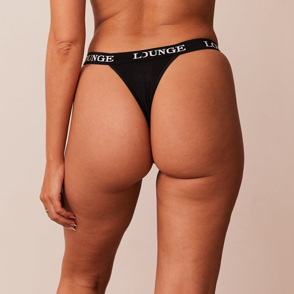 lounge underwear Bamboo Triangle Thong - All Black