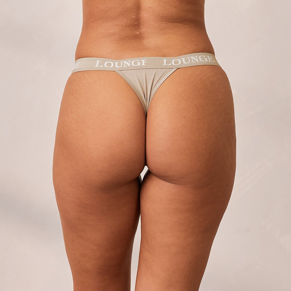 Lounge Underwear Bamboo Triangle Thong - Oat