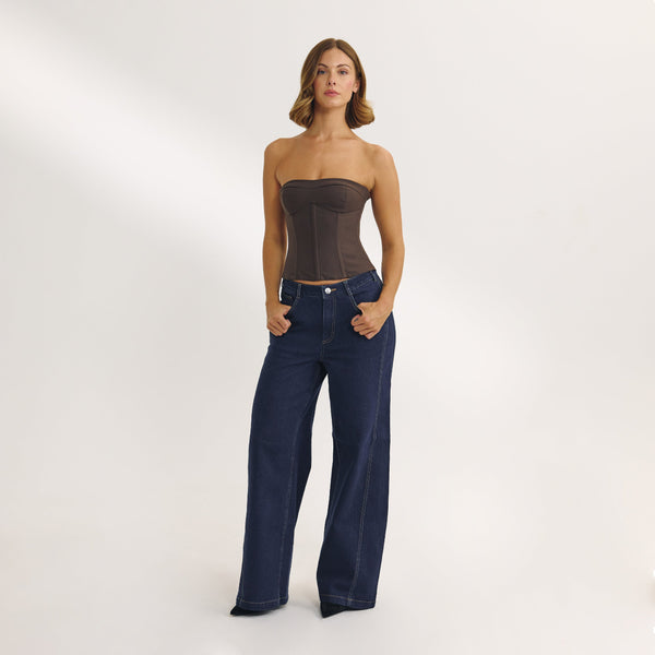 Lounge Underwear Bandeau Corset Top - Dark Brown