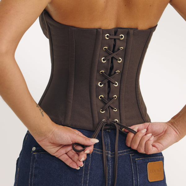 lounge underwear Bandeau Corset Top - Dark Brown