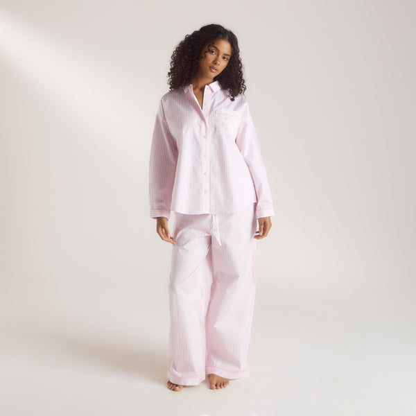 Lounge Underwear Bloom & Stripe Pyjama Shirt - Pink