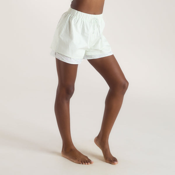 Lounge Underwear Bloom & Stripe Pyjama Shorts - Sage
