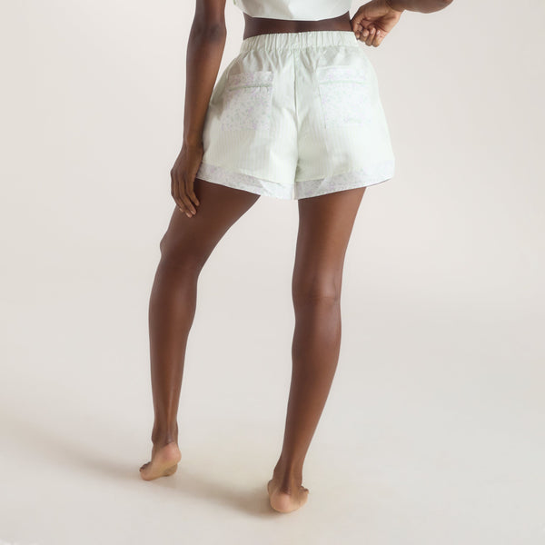 lounge underwear Bloom & Stripe Pyjama Shorts - Sage