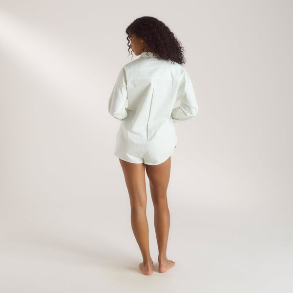 lounge underwear Bloom & Stripe Shirt Romper - Sage