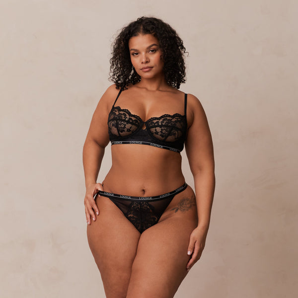 Lounge Underwear Blossom Balcony Bra - Black