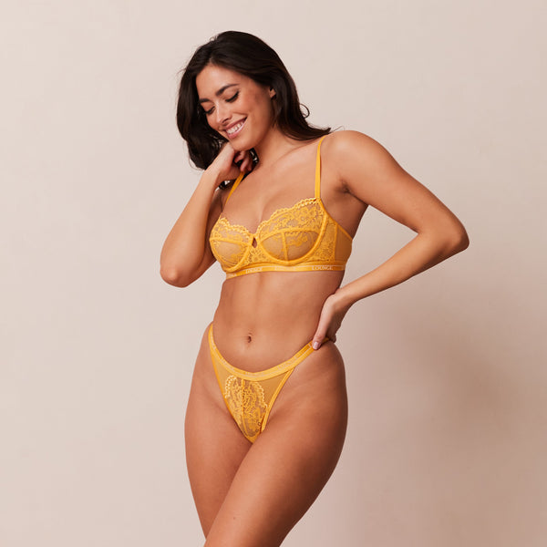 Lounge Underwear Blossom Balcony Bra - Mustard