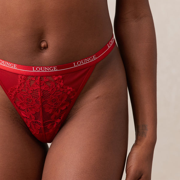 Lounge Underwear Blossom Thong - Maroon