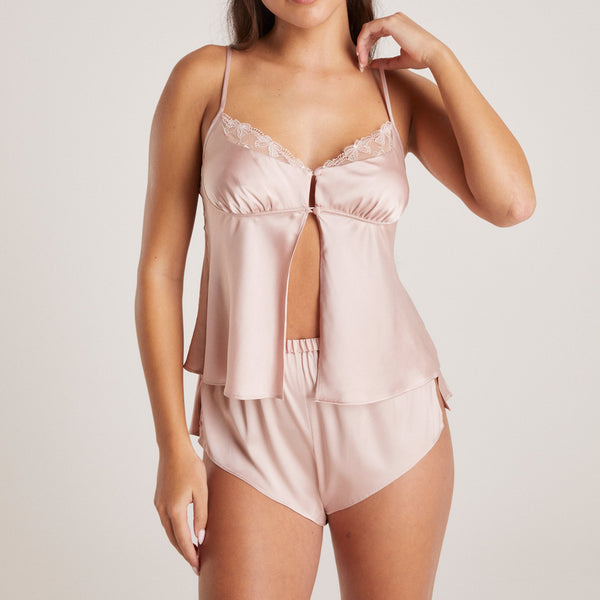 lounge underwear Bow Satin Cami Pyjama Top - Blush