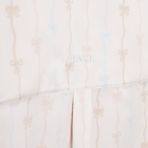 Lounge Underwear Bow Satin Pyjama Shirt - Pearl