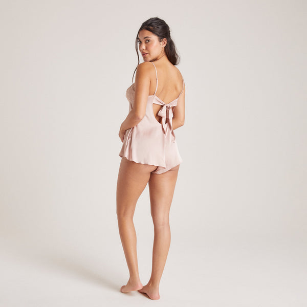 Lounge Underwear Bow Satin Teddy - Blush