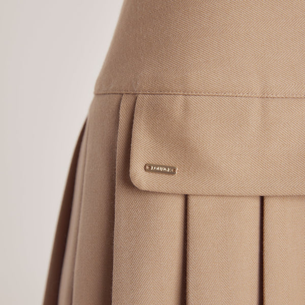 Lounge Underwear Box Pleat Mini Skirt - Camel