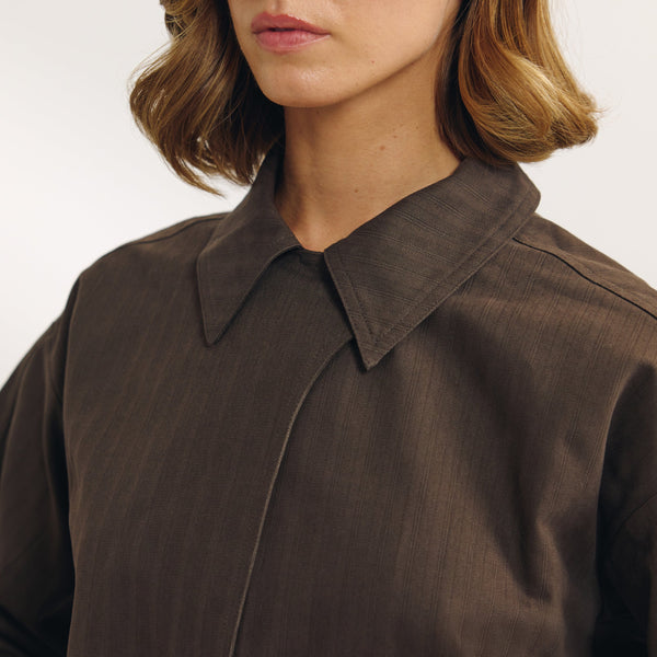 Lounge Underwear Button Detail Jacket - Dark Brown