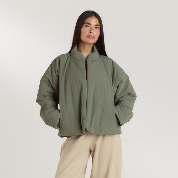 Lounge Underwear Cocoon Puffer Coat - Sage