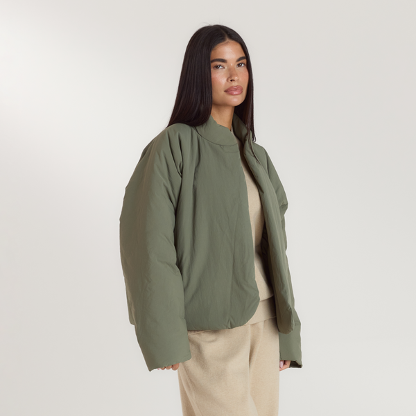 Lounge Underwear Cocoon Puffer Coat - Sage