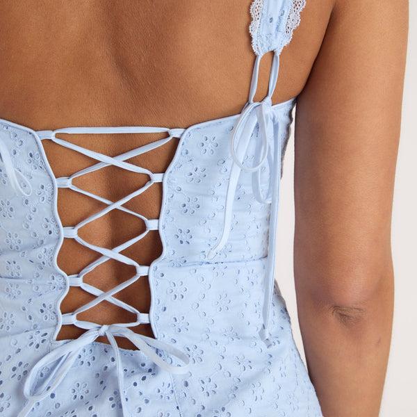 Lounge Underwear Corset Back Maxi Dress - Blue