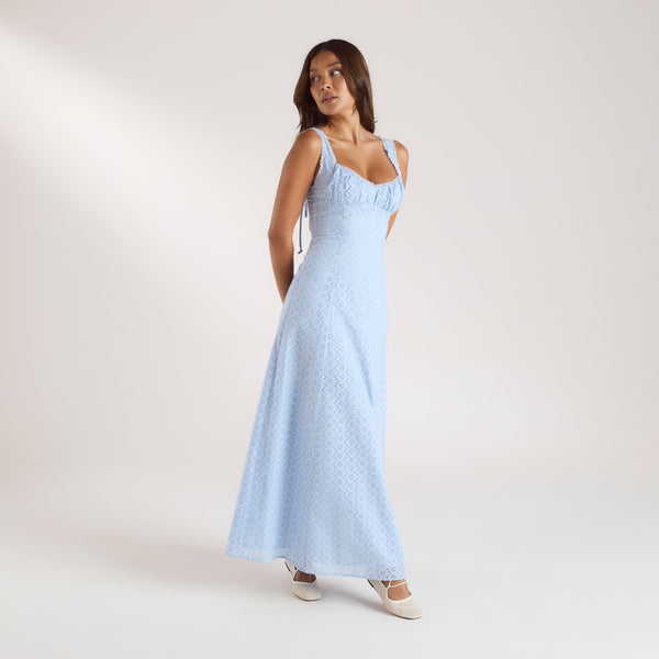 Lounge Underwear Corset Back Maxi Dress - Blue