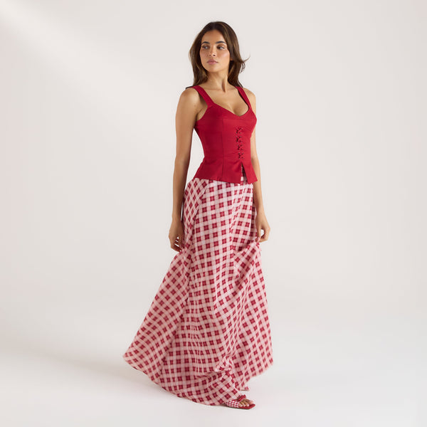 Lounge Underwear Corset Top - Red