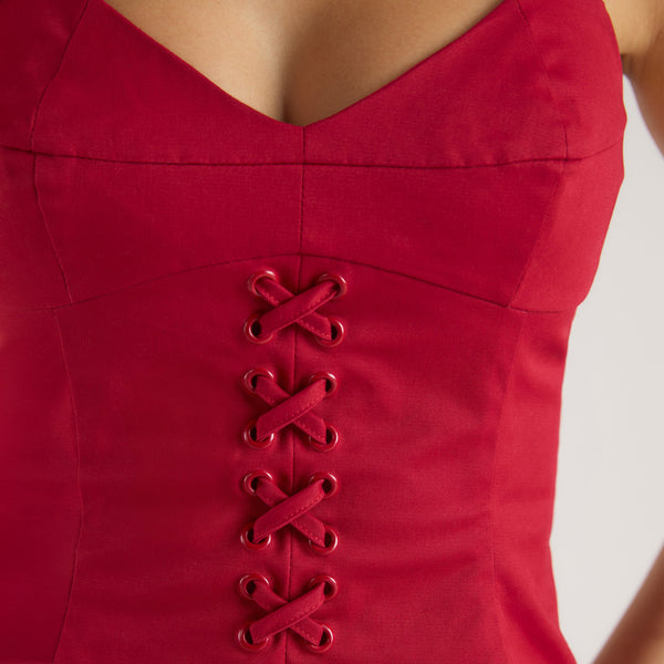 Lounge Underwear Corset Top - Red