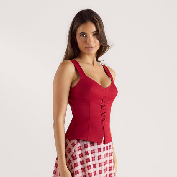 Lounge Underwear Corset Top - Red