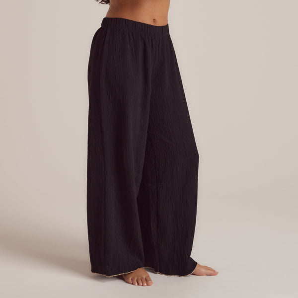 Lounge Underwear Crinkle Pyjama Bottoms - Black