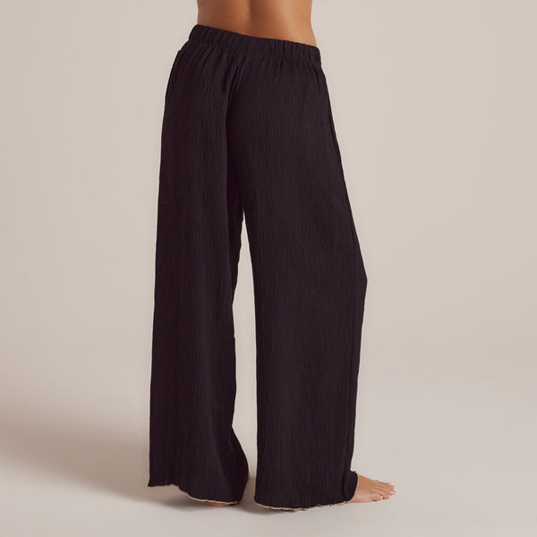 lounge underwear Crinkle Pyjama Bottoms - Black