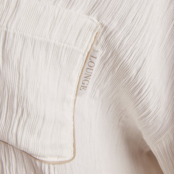 Lounge Underwear Crinkle Pyjama Shirt - White