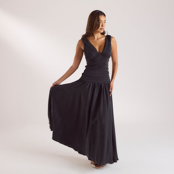 Lounge Underwear Cupro Blend Maxi Dress - Black