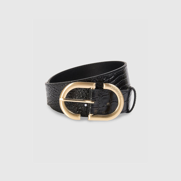 lounge underwear Curved Buckle Belt - Black