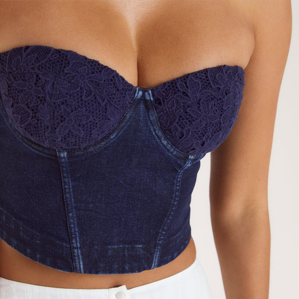 Lounge Underwear Denim Corset Top - Indigo