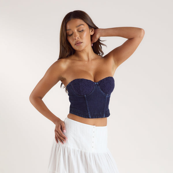 Lounge Underwear Denim Corset Top - Indigo