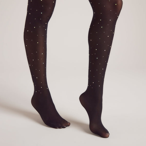 Lounge Underwear Diamanté Tights (40 Denier) - Black