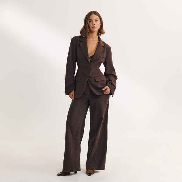 lounge underwear Draped Sleeve Blazer - Chocolate