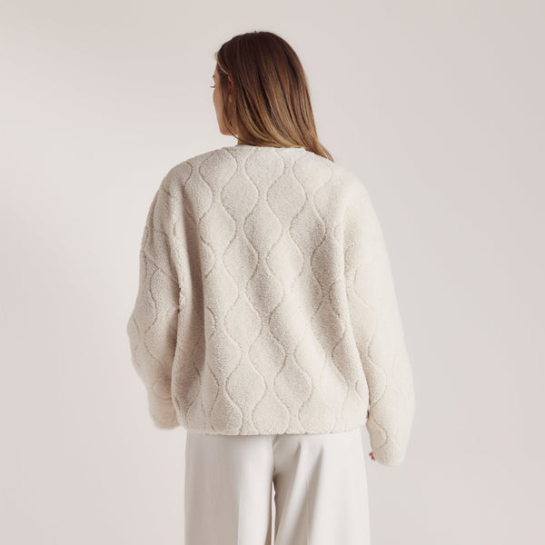 Lounge Underwear Embossed Borg Jacket - Cream