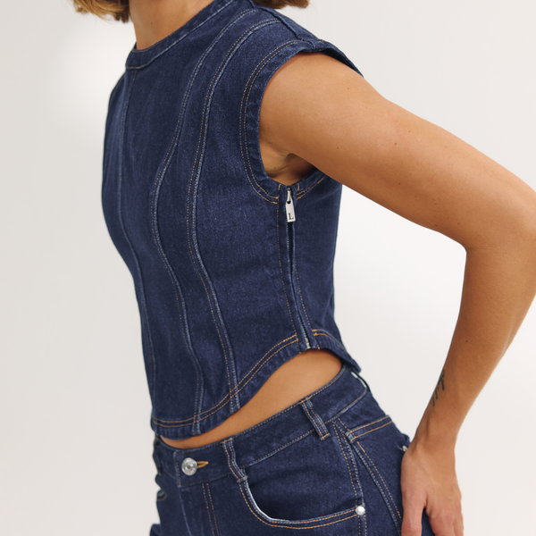 lounge underwear Fitted Denim Top - Indigo Blue
