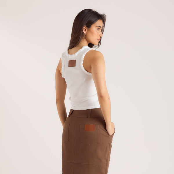 lounge underwear Fringed Tank Top - White