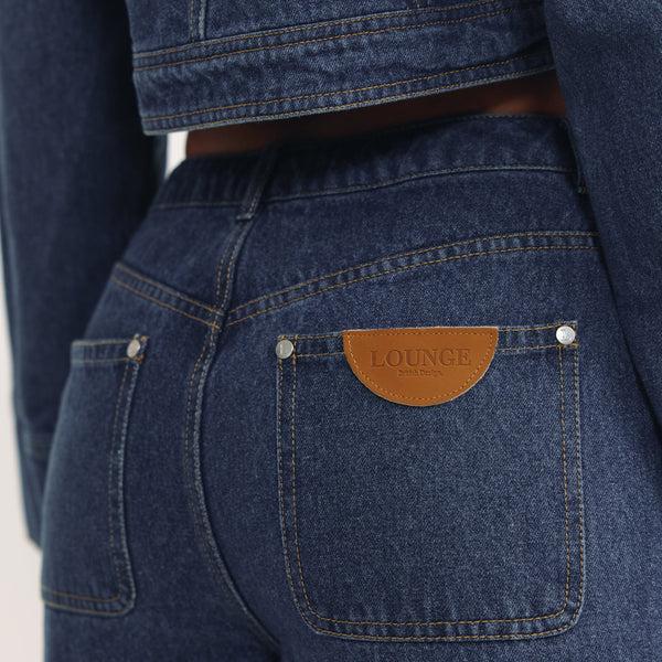 lounge underwear High-Waisted Wide-Leg Jeans - Blue