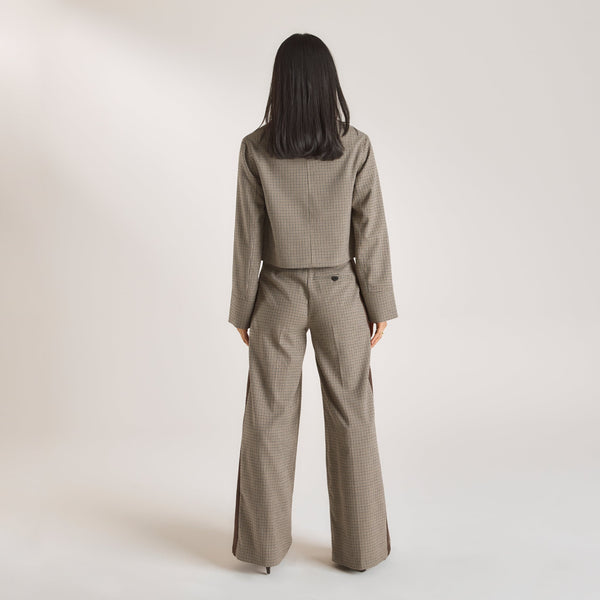 Lounge Underwear Houndstooth Jacket - Brown